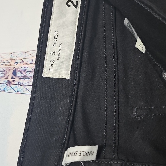 Rag & Bone Raw Hem Black Skinny Jeans Size 27 - Picture 3 of 5